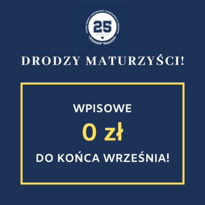 Zdana matura? U nas wrzesień BEZ WPISOWEGO!